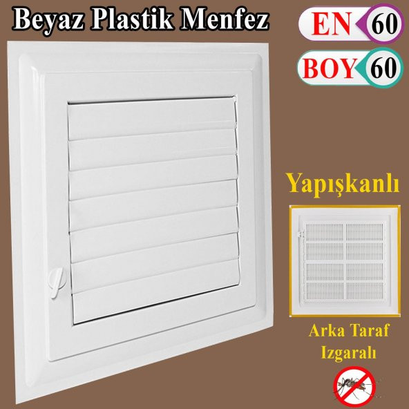 Menfez Banyo Wc Tuvalet Havalandırma Plastik Panjur Beyaz 60x60 CM ürün görseli 1