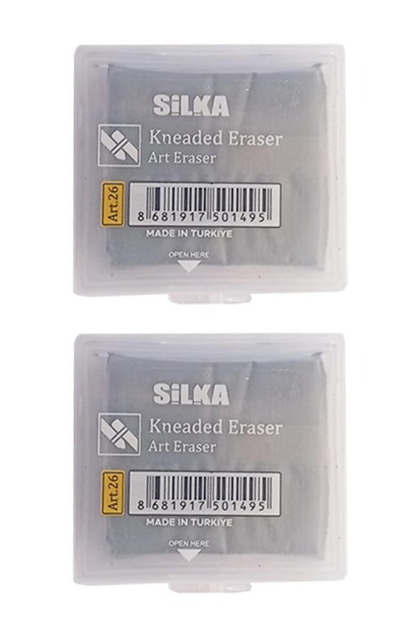Hamur Silgi Gri Kutulu 2 Paket Silka Hamur Silgi Çizim Silgisi Yoğrulabilir Silgi Plastik Kutulu ürün görseli 1