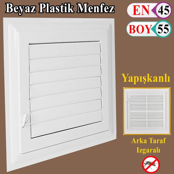 Menfez Banyo Wc Tuvalet Havalandırma Plastik Panjur Beyaz 45x55 CM ürün görseli 1