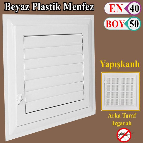 Menfez Banyo Wc Tuvalet Havalandırma Plastik Panjur Beyaz 40x50 CM ürün görseli 1