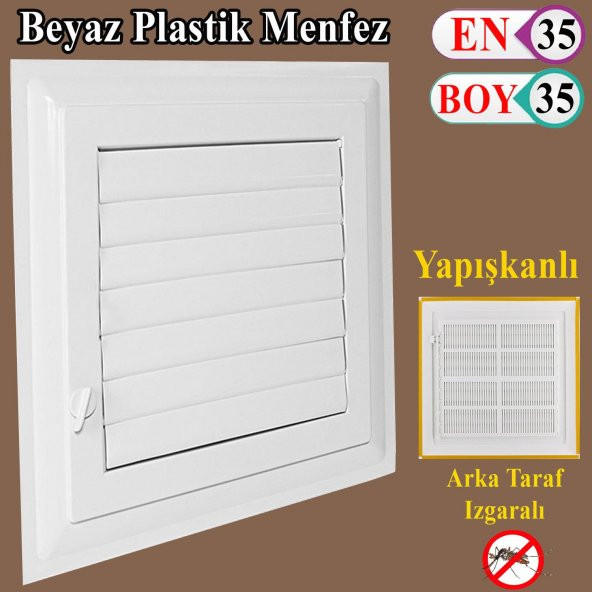 Menfez Banyo Wc Tuvalet Havalandırma Plastik Panjur Beyaz 35x35 CM ürün görseli 1