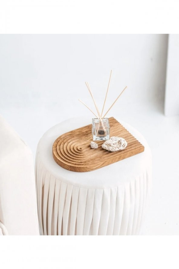StudioRUGE Ahşap Oymalı Yarım Gökkuşağı Büyük Boy Dekoratif Sunum Tepsisi Takı Tepsisi Banyo Tepsisi Boho Tarz ürün görseli 1