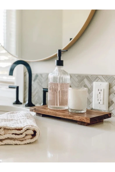Arescollection Ahşap Sabunluk Sunum Standı Ayaklı Yükselti Rustik Masa Banyo Dekorasyonu28x14 ürün görseli 1