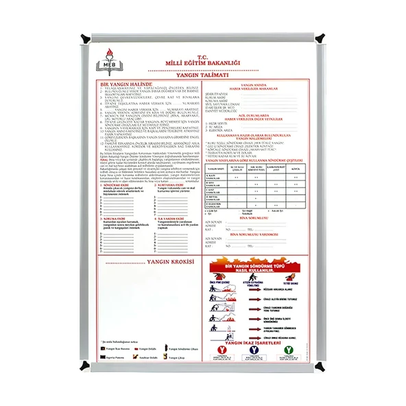AKYAZI 0927 YANGIN TALİMATLARI EĞİTİM PANOSU 50x70 ürün görseli 1