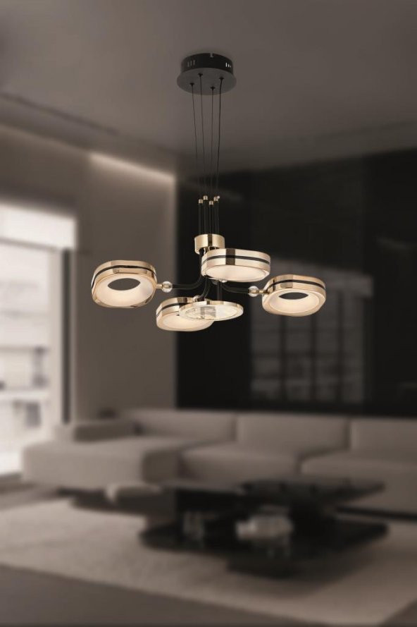 Eray Aydınlatma 5093-4 Sarı Siyah Led Avize ürün görseli 1