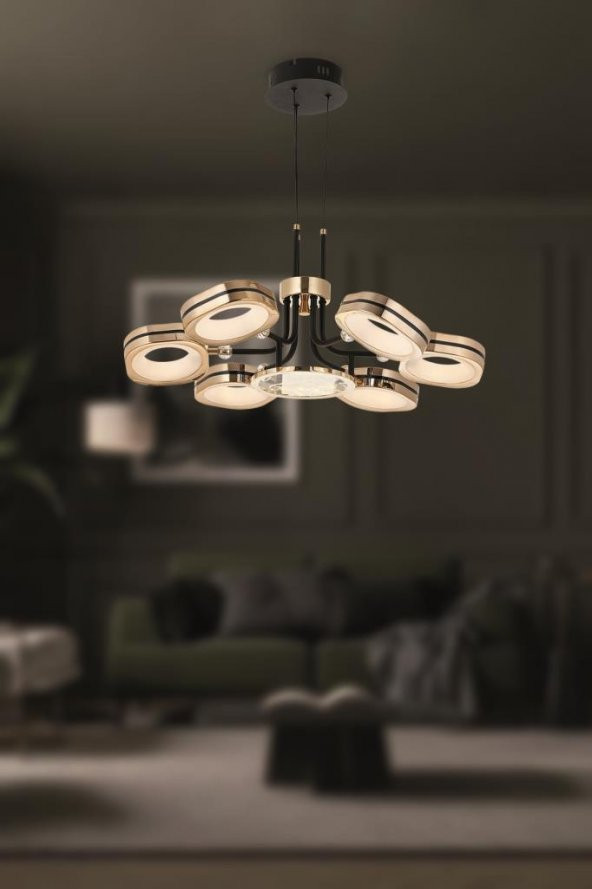 Eray Aydınlatma 5093-6 Sarı Siyah Led Avize ürün görseli 1