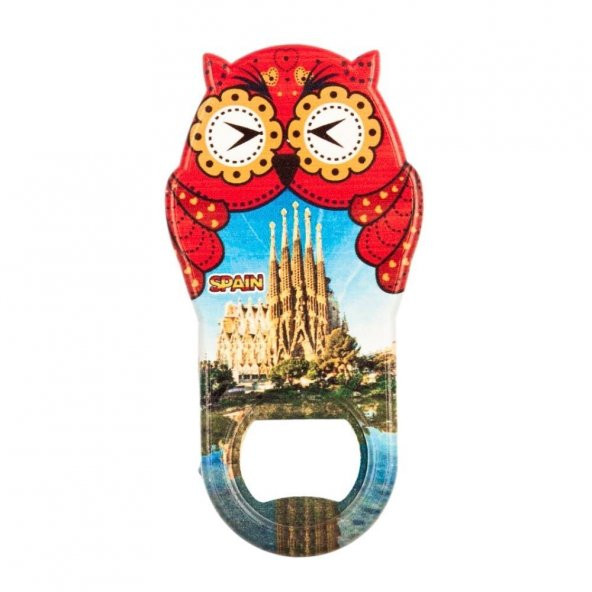 İspanya Temalı Baykuş Magnet Kapak Açacak ürün görseli 1