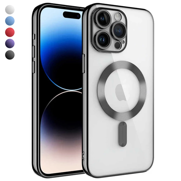 iPhone 15 Pro Max Kılıf Magsafe Özellikli Metal Lazer Silikon Kapak ürün görseli 1