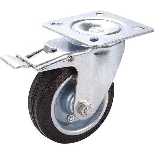 Mertsan Frenli Sac Cantlı Kauçuk Burçlu Tekerlek 100x35 mm (100 Kg) ürün görseli 1