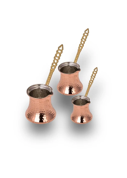 Cobper Premium Collection Köz Bakır Cezve 3'lü Küçük Takım ürün görseli 1