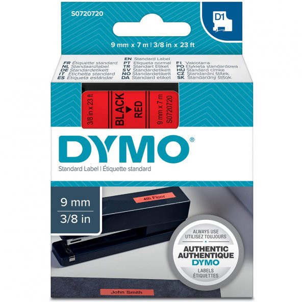 Dymo D1 Şerit 9 Mmx7mt Kırmızı/ Siyah 40917 ürün görseli 1