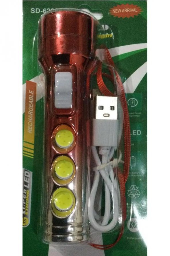 Ultra Güçlü Usb Şarjlı Kırmızı El Feneri Kamp Feneri Avcılık Feneri ürün görseli 1