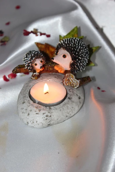 Doğal Taş Kirpi Mumluk - Resim 7