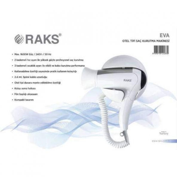 RAKS EVA OTEL TİPİ SAÇ KURUTMA MAKİNESİ ürün görseli 1