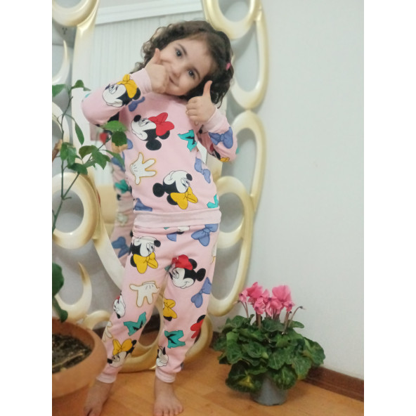 PEMBE KIZ ÇOCUK PİJAMA TAKIM - Resim 3