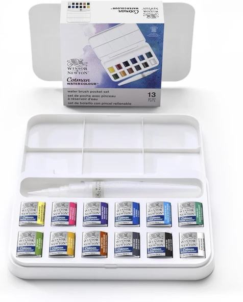 Winsor Newton Cotman 12'li Pocket Brush Sulu Boya Seti ürün görseli 1