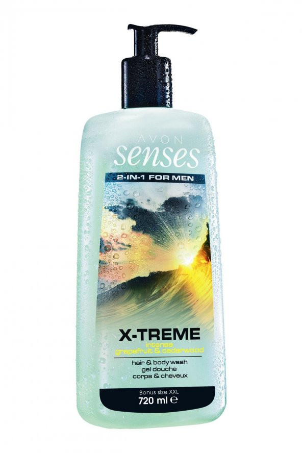 Avon Senses X-Treme Intense Erkekler için Saç & Vücut Şampuanı 720 ml ürün görseli 1
