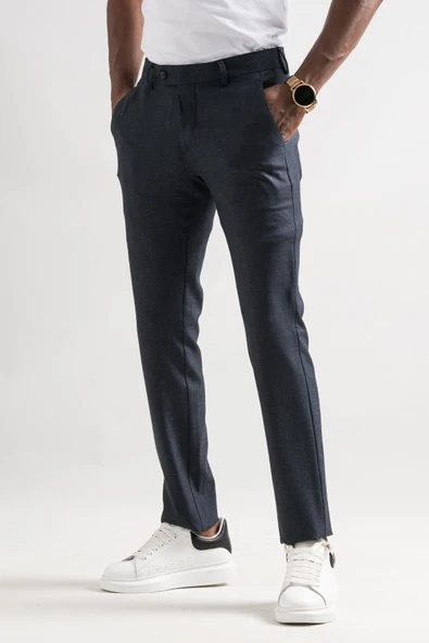 Ecer Slimfit Bitik Kareli Boru Paça Kışlık Erkek Kumaş Pantolon ürün görseli 1