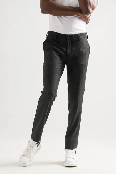 Ecer Slimfit Armürlü Kendinden Desenli Boru Paça Kışlık Erkek Kumaş Pantolon ürün görseli 1