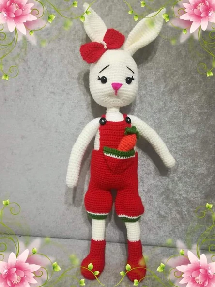 Havuçlu Sevimli Tavşan Amigurumi Organik Oyuncak ürün görseli 1