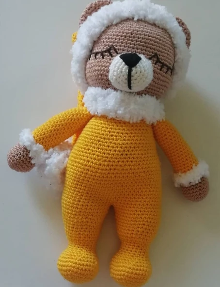 Uykucu Ayıcık Uyku Arkadaşı Amigurumi Organik Oyuncak ürün görseli 1