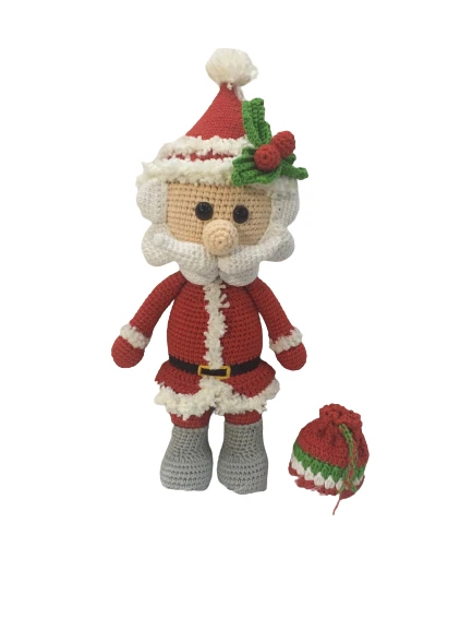Çantalı Noel Baba Amigurumi Organik Oyuncak ürün görseli 1