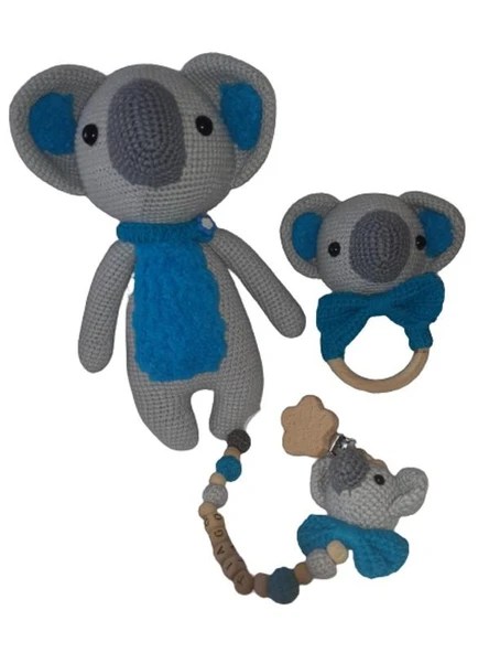 Koala Uyku Arkadaşı Yenidoğan Takım Set Amigurumi Organik Oyuncak ürün görseli 1