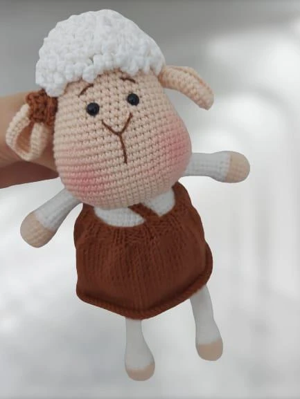 Şirin Kuzucuk Uyku Arkadaşı Amigurumi Organik Oyuncak ürün görseli 1
