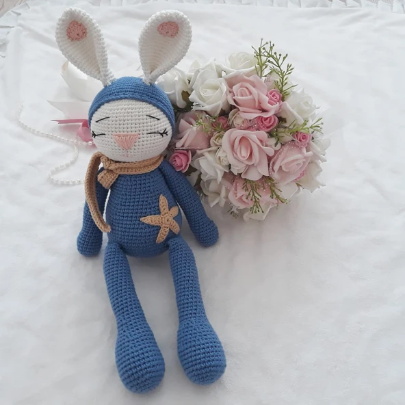 Uykucu Sevimli Tavşan Amigurumi Organik Oyuncak ürün görseli 1