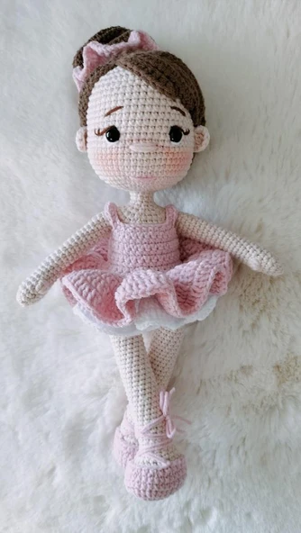 Pembe Balerin Bebek Amigurumi Organik Oyuncak ürün görseli 1