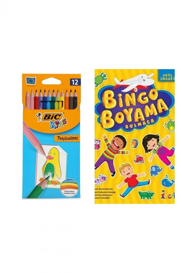 12li Kuru Boya Kalemi +bingoi Boyama Kitabı ürün görseli 1