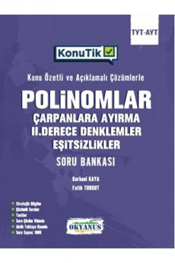 Tyt - Ayt Konutik Polinomlar Çarpanlara Ayırma Iı. Derece Denklemler Ve Eşitsizlikler Soru Bankası ürün görseli 1