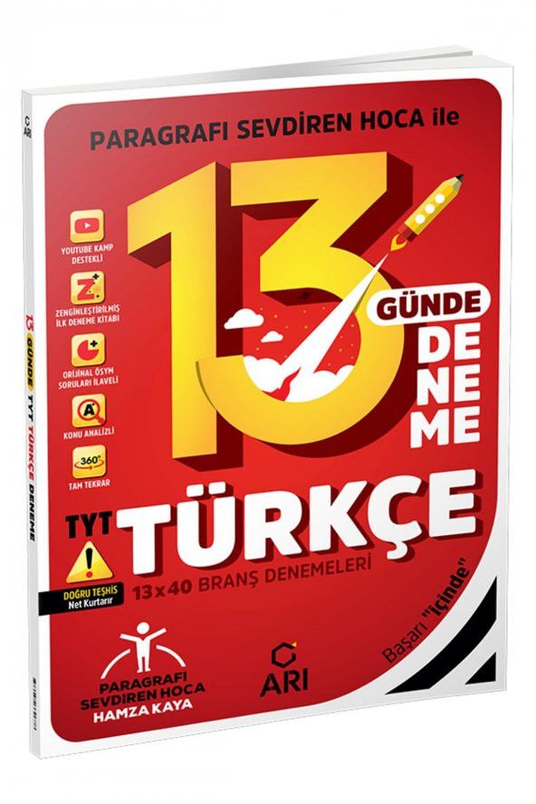 2023 Tyt Türkçe 13 Günde 13x40 Branş Denemeleri Hamza Kaya ürün görseli 1