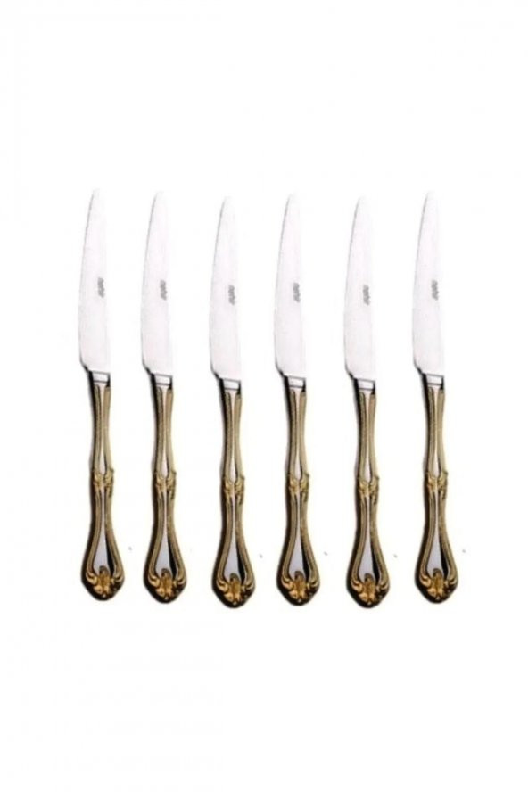 Nehir lalezar gold altın yemek bıçak 6 lı yemek bıçağı gold ürün görseli 1