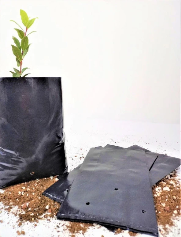Kalın Körüklü Fide Torbası Fidan Yetiştirme Poşeti Siyah Delikli - 20x25 Cm. - 10 Kg.lık Paket ürün görseli 1