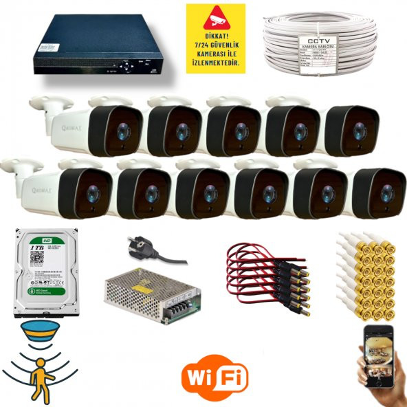 Qromax  11 Kamerali Set - Hareket Algılayan 36 Ir Led 5MP Lensli 1080P Güvenlik Kamerasi Seti 5236 ürün görseli 1