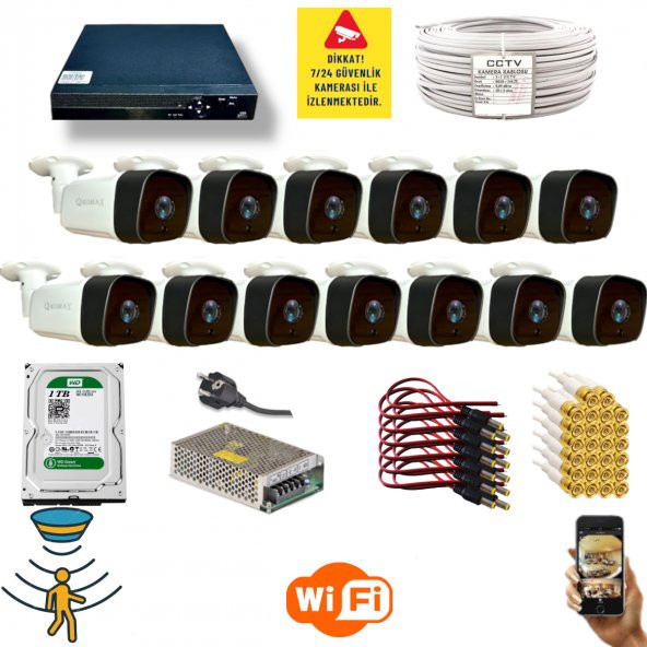 Qromax  13 Kamerali Set - Hareket Algılayan 36 Ir Led 5MP Lensli 1080P Güvenlik Kamerasi Seti 5236 ürün görseli 1