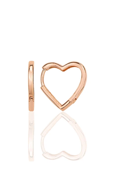 Gümüş rose özel tasarım 16 mm kalp küpe SGTL12283ROSE ürün görseli 1