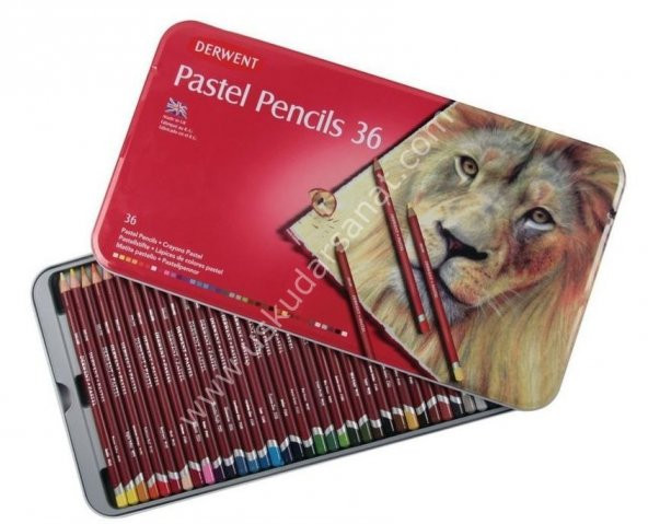 Derwent Pastel Pencil 36lı Teneke Kutu Pastel Kalem Seti ürün görseli 1