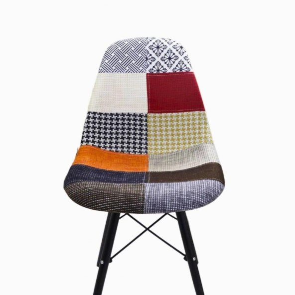 T.Concept Renkli Patchwork Sandalye Siyah Ayaklı ürün görseli 1