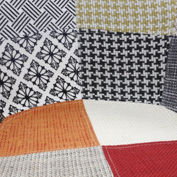 T.Concept Patchwork Kolçaklı Renkli Sandalye Siyah Ayaklı - Resim 2