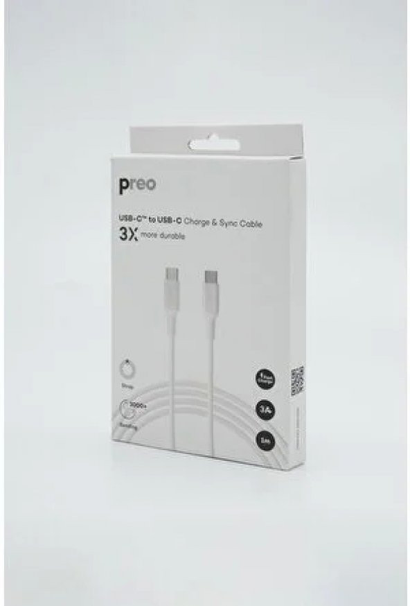 Preo Type-C Şarj Kablosu Charge & Sync Cable 3x more durable 1M Kablo - Resim 3