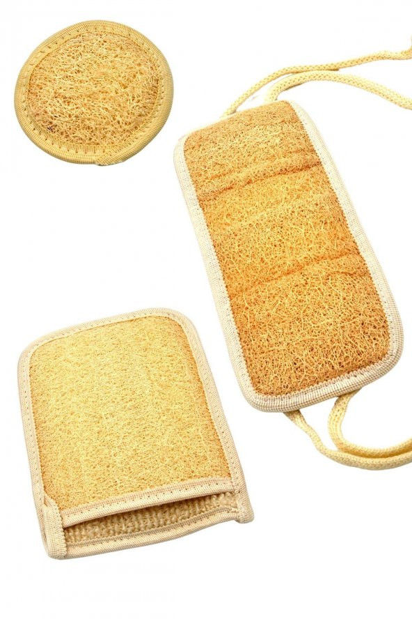 Doğal Kabak Lifi 3'lü Banyo Hamam Kese Seti (Yüz + Vücud + Sırt) - Set1 ürün görseli 1