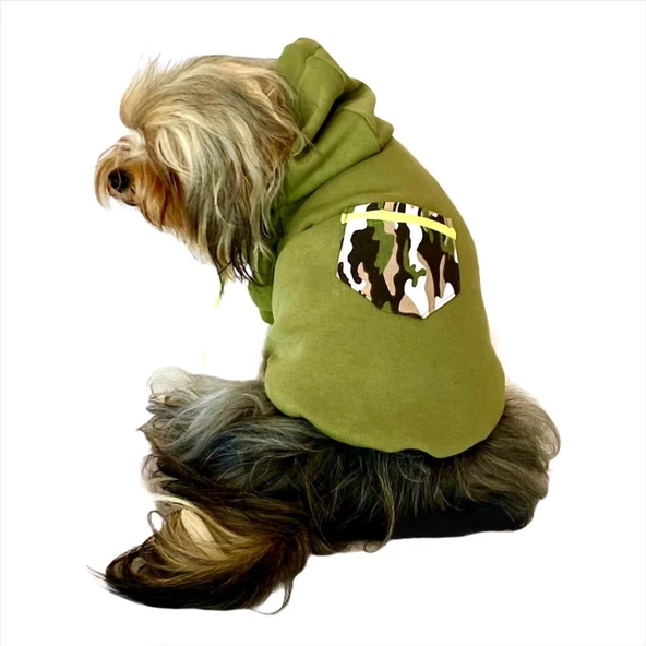 Athletique Green Camouflage Kapşonlu Sweat Köpek Kazağı ürün görseli 1