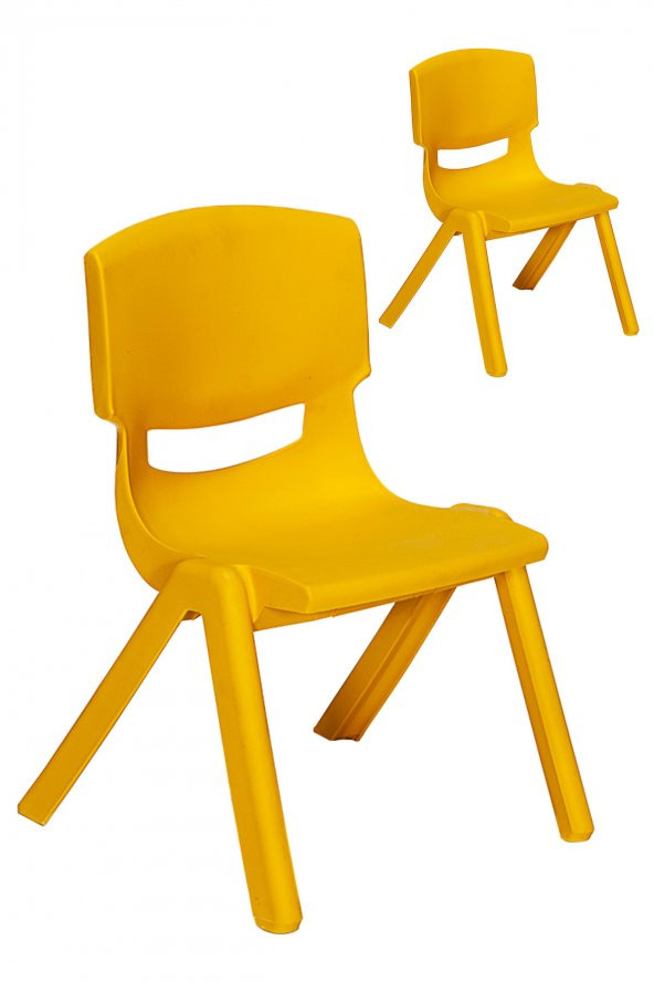 Sandalie Junior 2 Adet Ergonomik Konforlu Anaokulu Kreş Çocuk Sandalyesi - Sarı ürün görseli 1