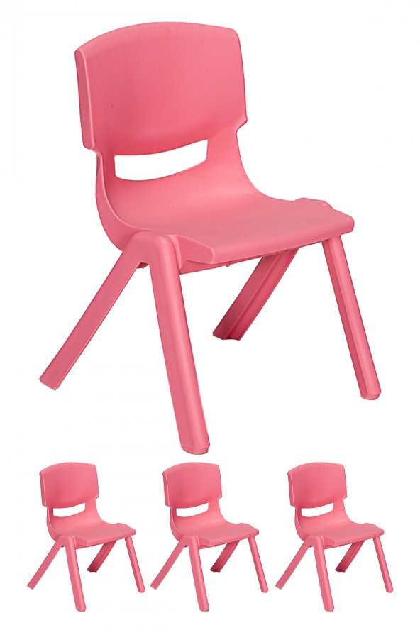 Sandalie Junior 4 Adet Ergonomik Konforlu Anaokulu Kreş Çocuk Sandalyesi - Pembe ürün görseli 1