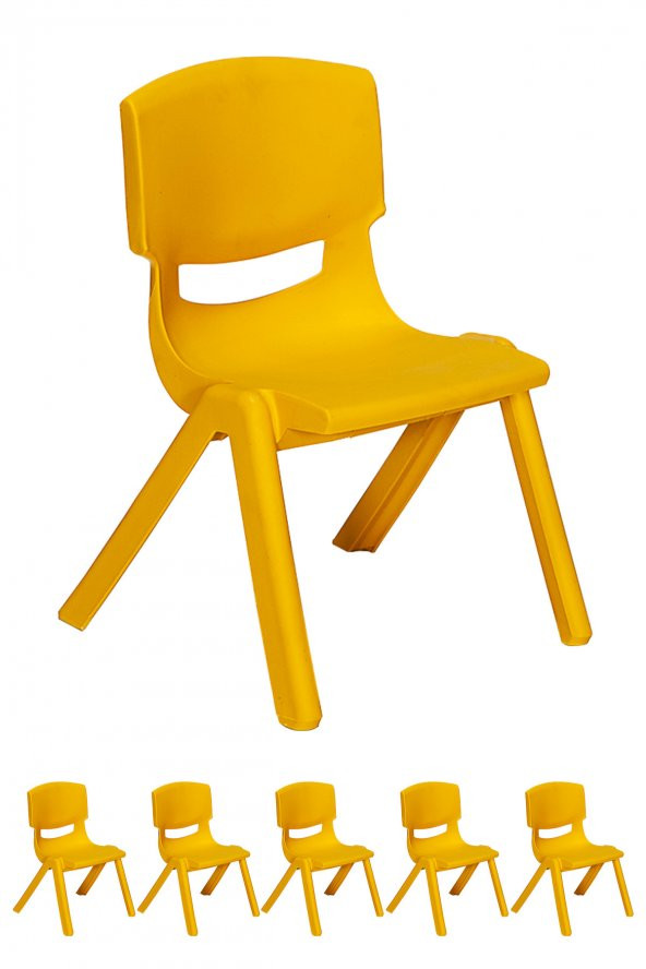 Sandalie Junior 6 Adet Ergonomik Konforlu Anaokulu Kreş Çocuk Sandalyesi - Sarı ürün görseli 1