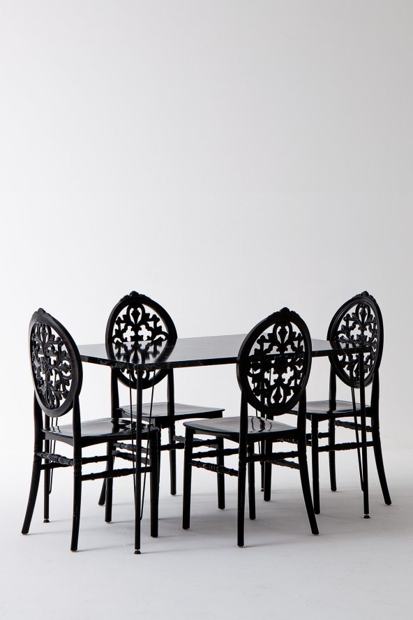 Sandalie Nero Siyah Masa 75X110 Cm Venüs Siyah Sandalye Mutfak Masa Takımı ürün görseli 1