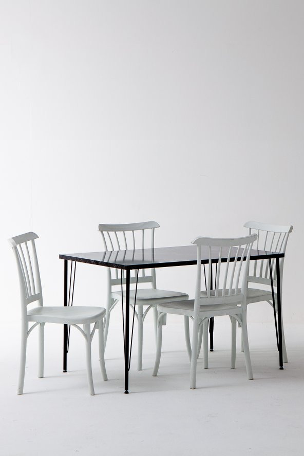 Sandalie Nero Siyah Masa 75X110 Cm Violet Beyaz Sandalye Mutfak Masa Takımı ürün görseli 1