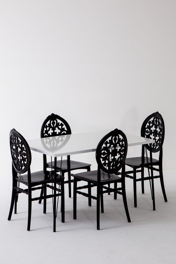 Sandalie Nero Beyaz Masa 75X110 Cm Venüs Siyah Sandalye Mutfak Masa Takımı ürün görseli 1